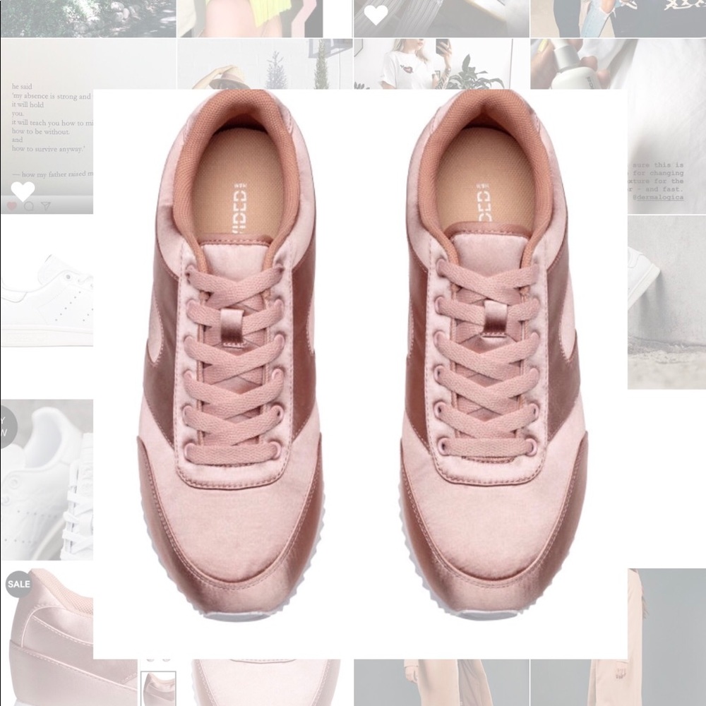 New H&M Satin Sneakers in Powder Pink Size 8.5